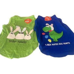 Pet Printed Dog Puppy Easter T-Shirts Size Medium Lot of 2 Bunny Dino Rabbit NEW